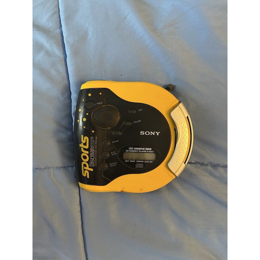 Vintage Sony Sports Discman D-ES51 Yellow CD Player READ PARTS REPAIR